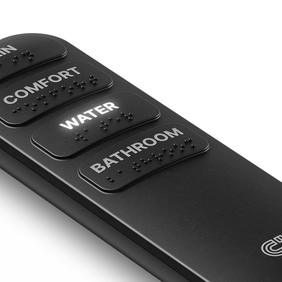 Close up view of the CaregiverOne remote.