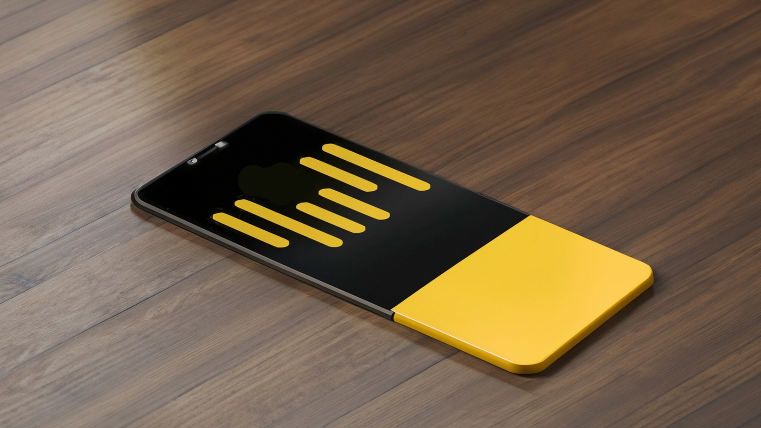A smartphone with a conceptual interface design on it